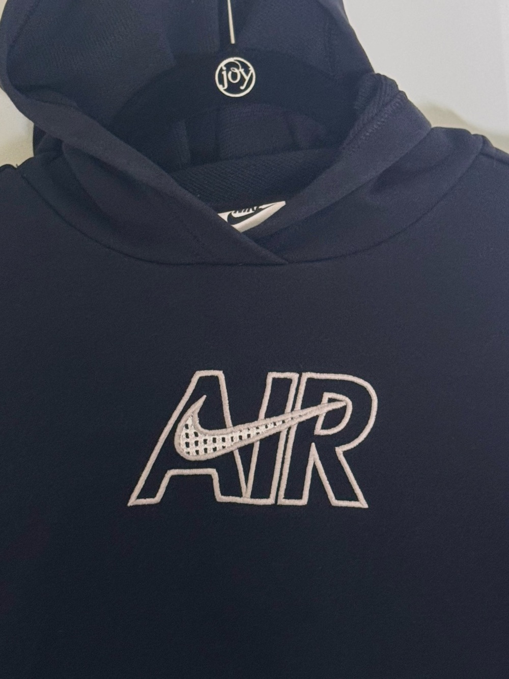 Nike Air Kids Cropped Hoodie Black Logo Pullover Sweatshirt S School Travel - Picture 3 of 10